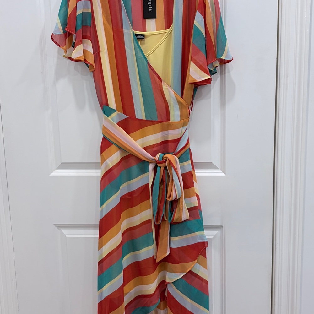 City Chic Multicolor Striped Asymmetrical Dress